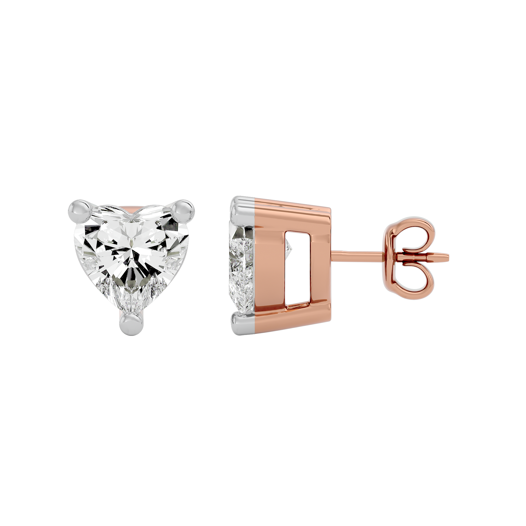 0.5 ct Heart studs - Basket setting