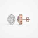 0.6 ct Oval studs with halo - Basket setting