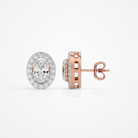 0.6 ct Oval studs with halo - Basket setting