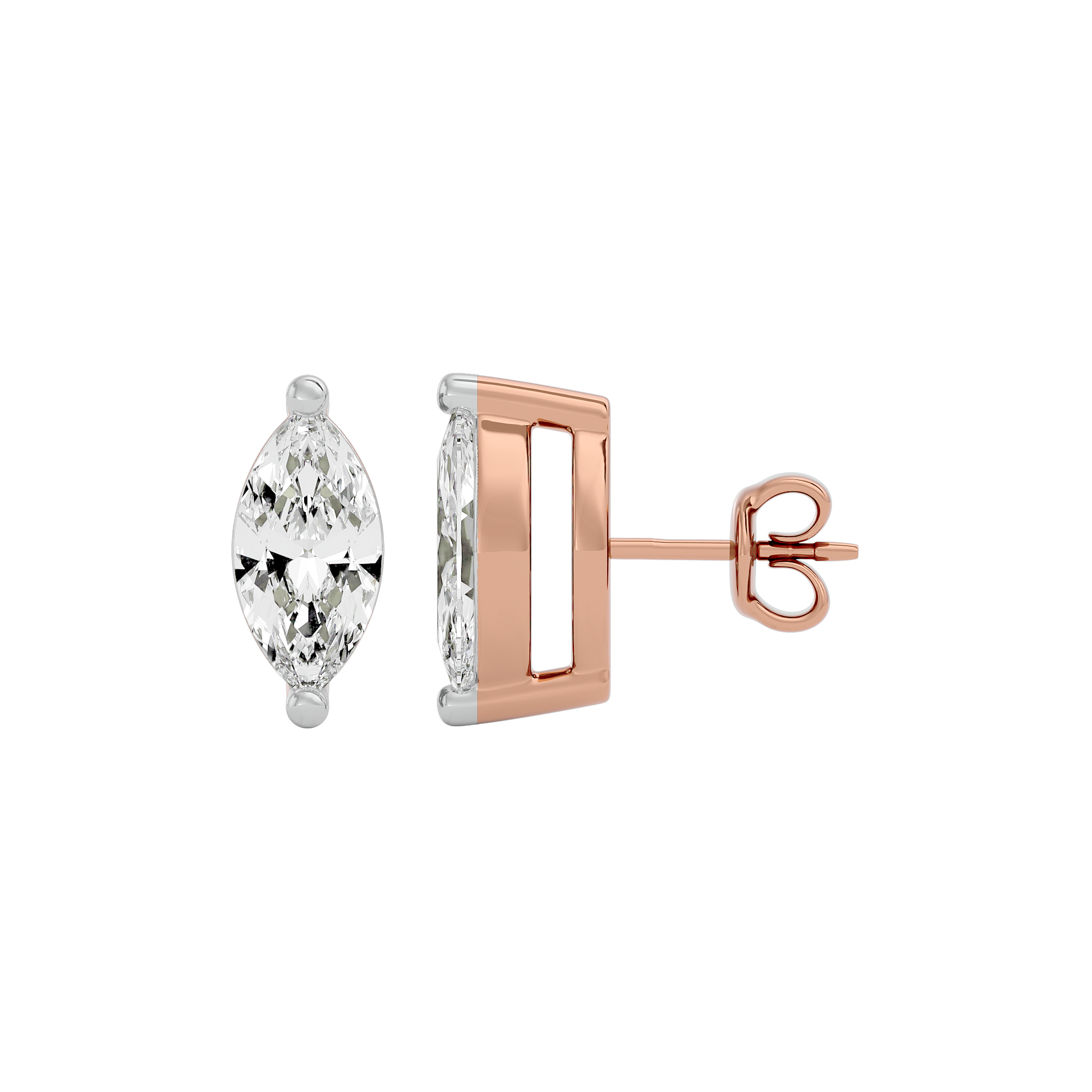 0.5 ct Marquise studs - Basket Setting