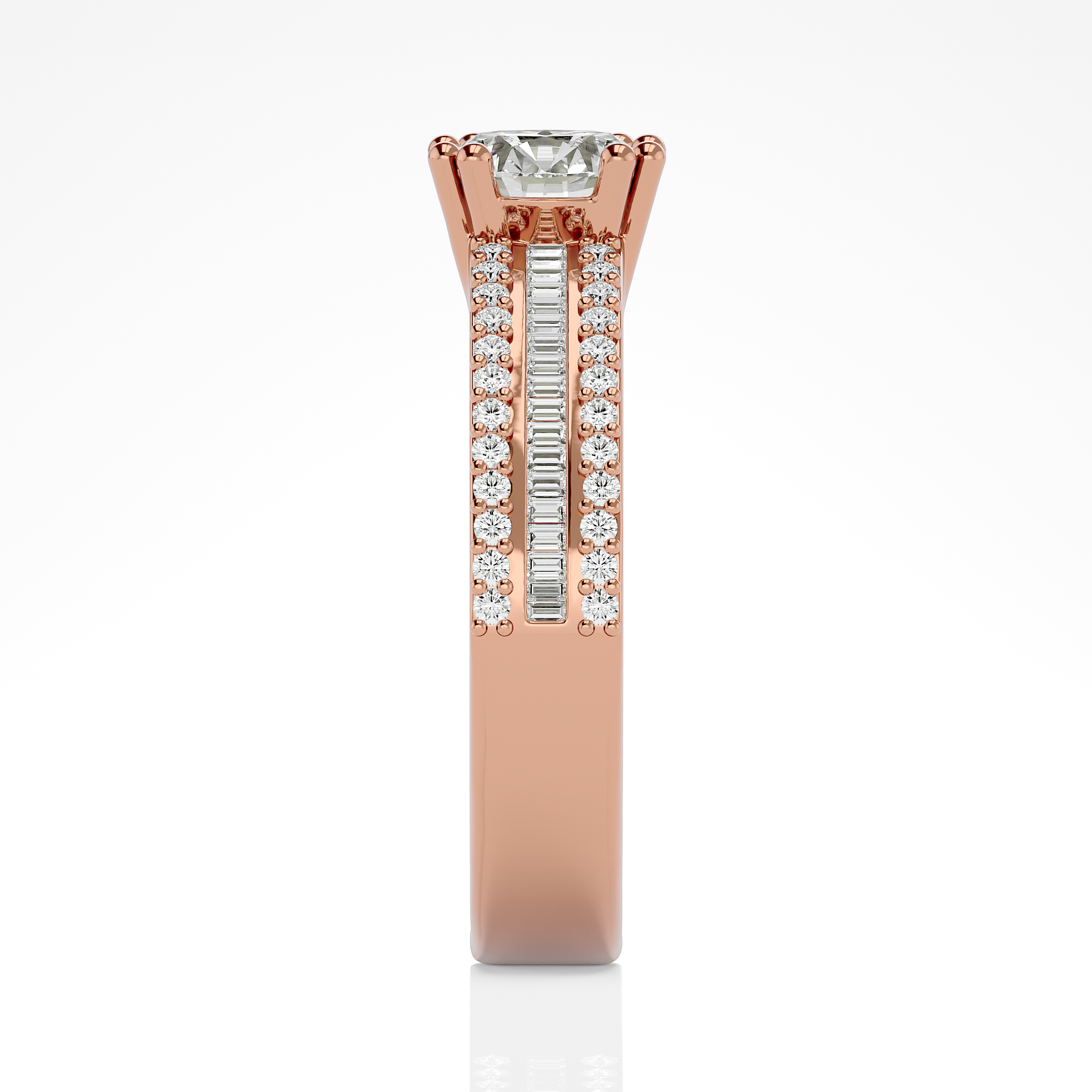 Round with baguettes - 1.5 ct round