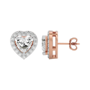 1 ct Heart halo studs - Basket setting