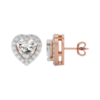 1 ct Heart halo studs - Basket setting
