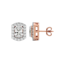 0.6 ct Oval studs with square halo - Basket setting