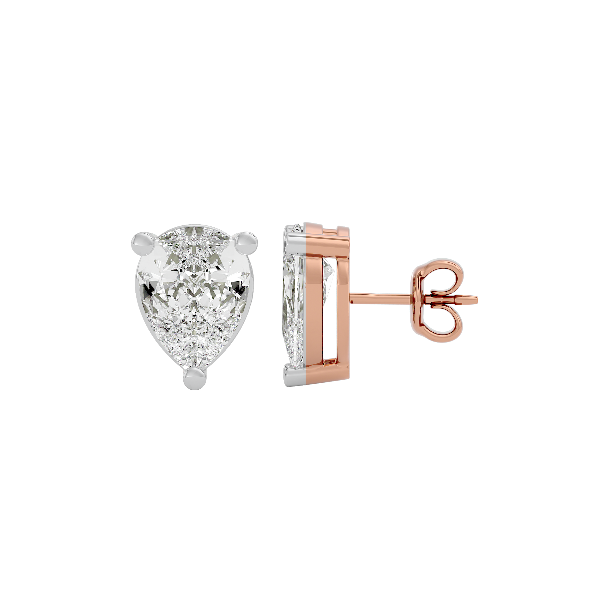 4 ct Pear studs - Basket setting