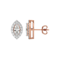 0.5 ct Marquise halo studs - Basket setting