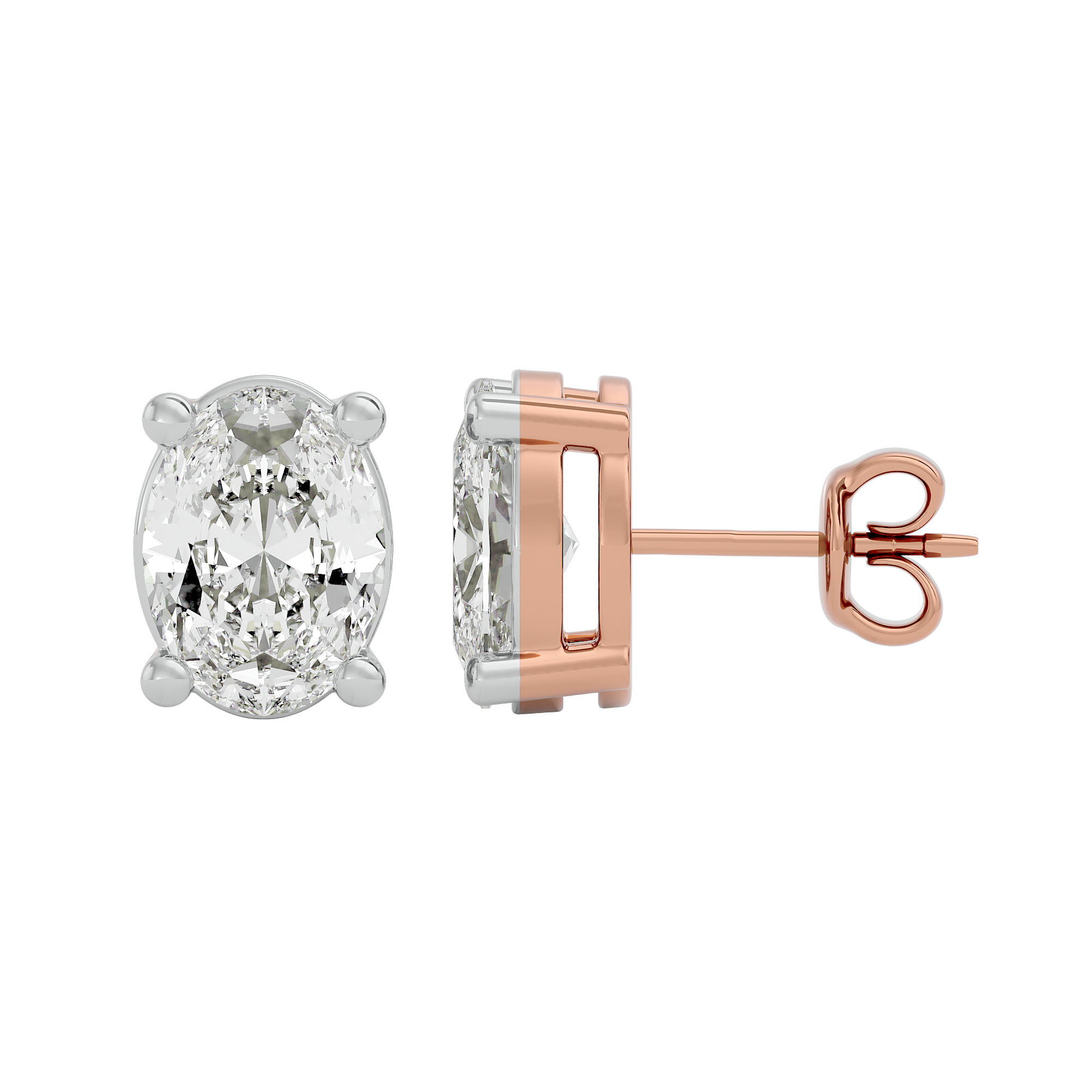 2 ct Oval studs - Basket setting