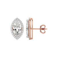 4 ct Marquise halo studs - Basket setting