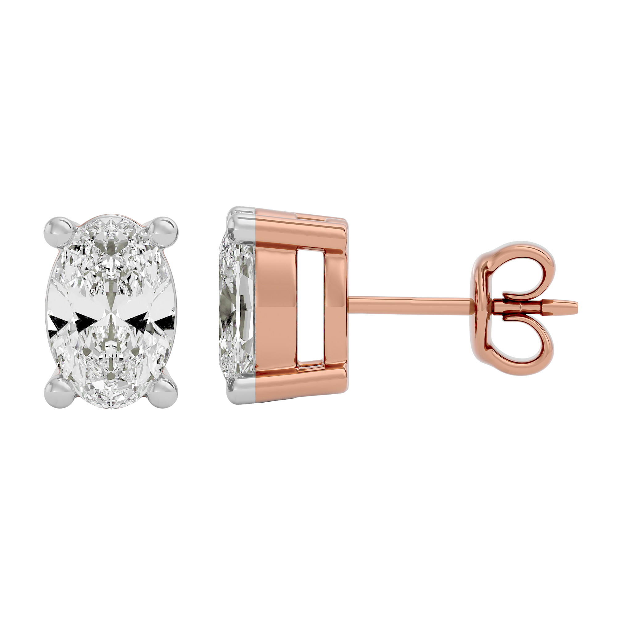 1 ct Oval studs - Basket setting