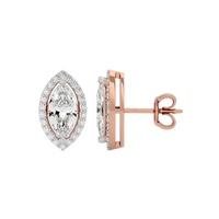 2 ct Marquise halo studs - Basket setting