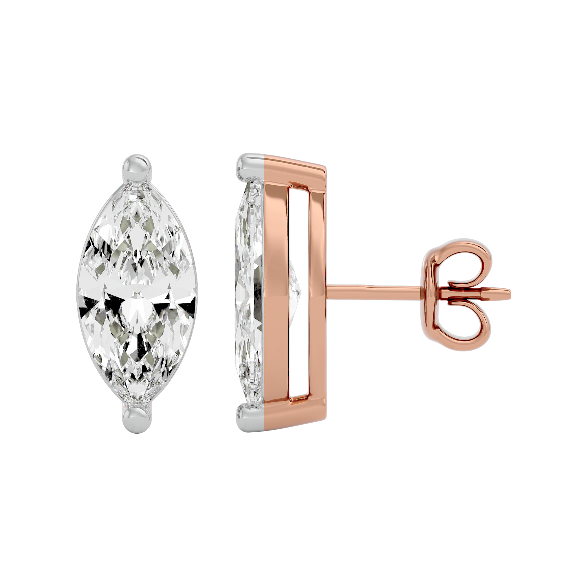 2 ct Marquise studs - Basket setting