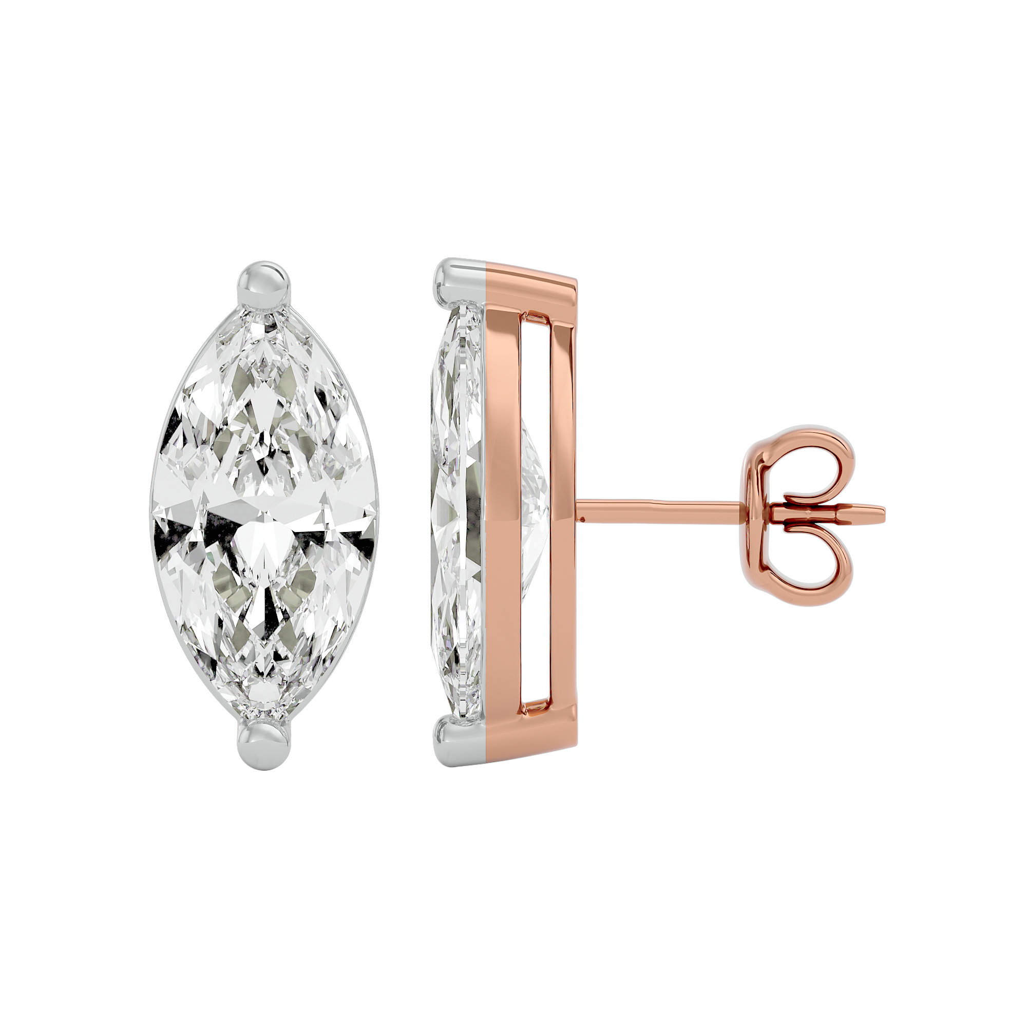 4 ct Marquise studs - Basket studs