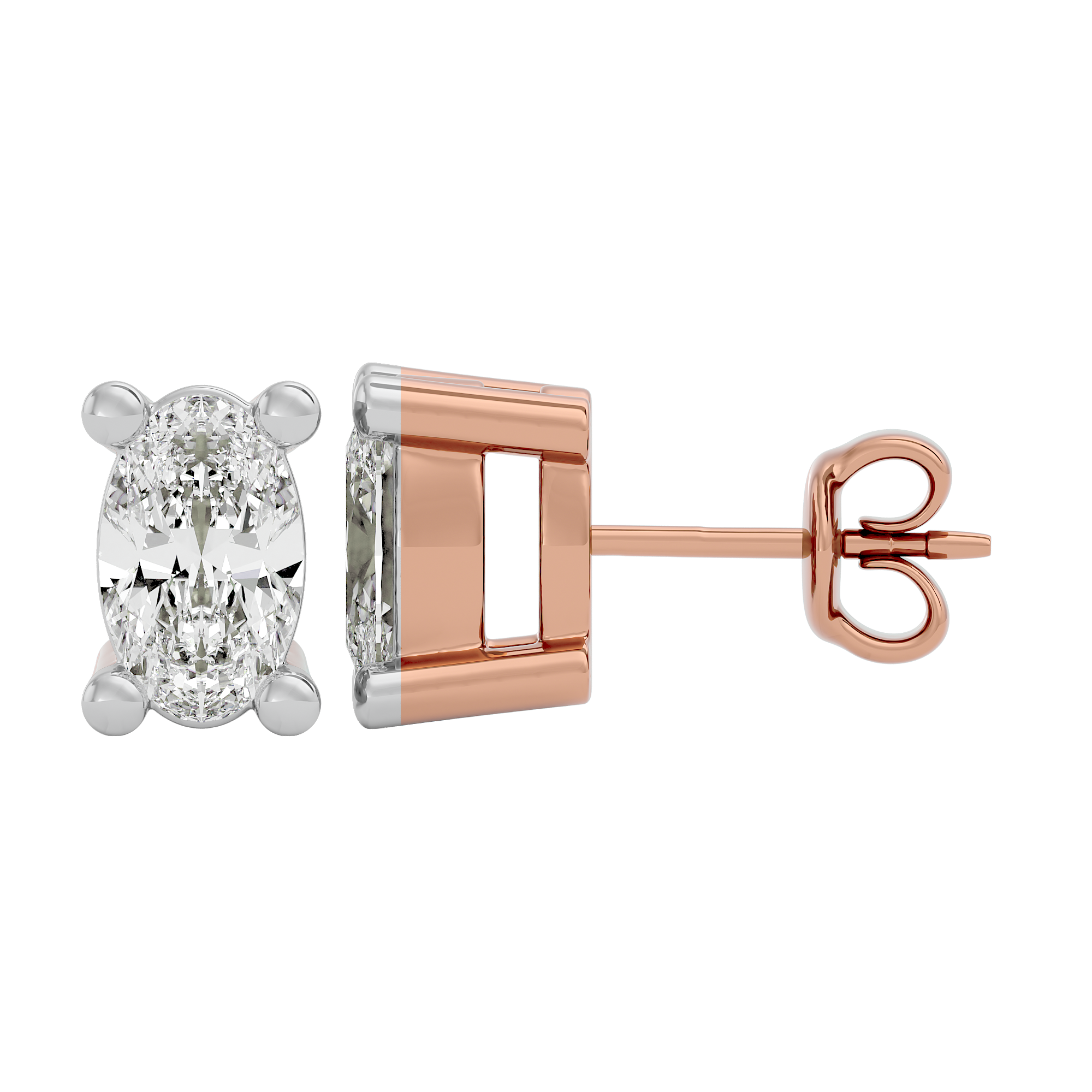 0.5 cts Oval studs - Basket Setting