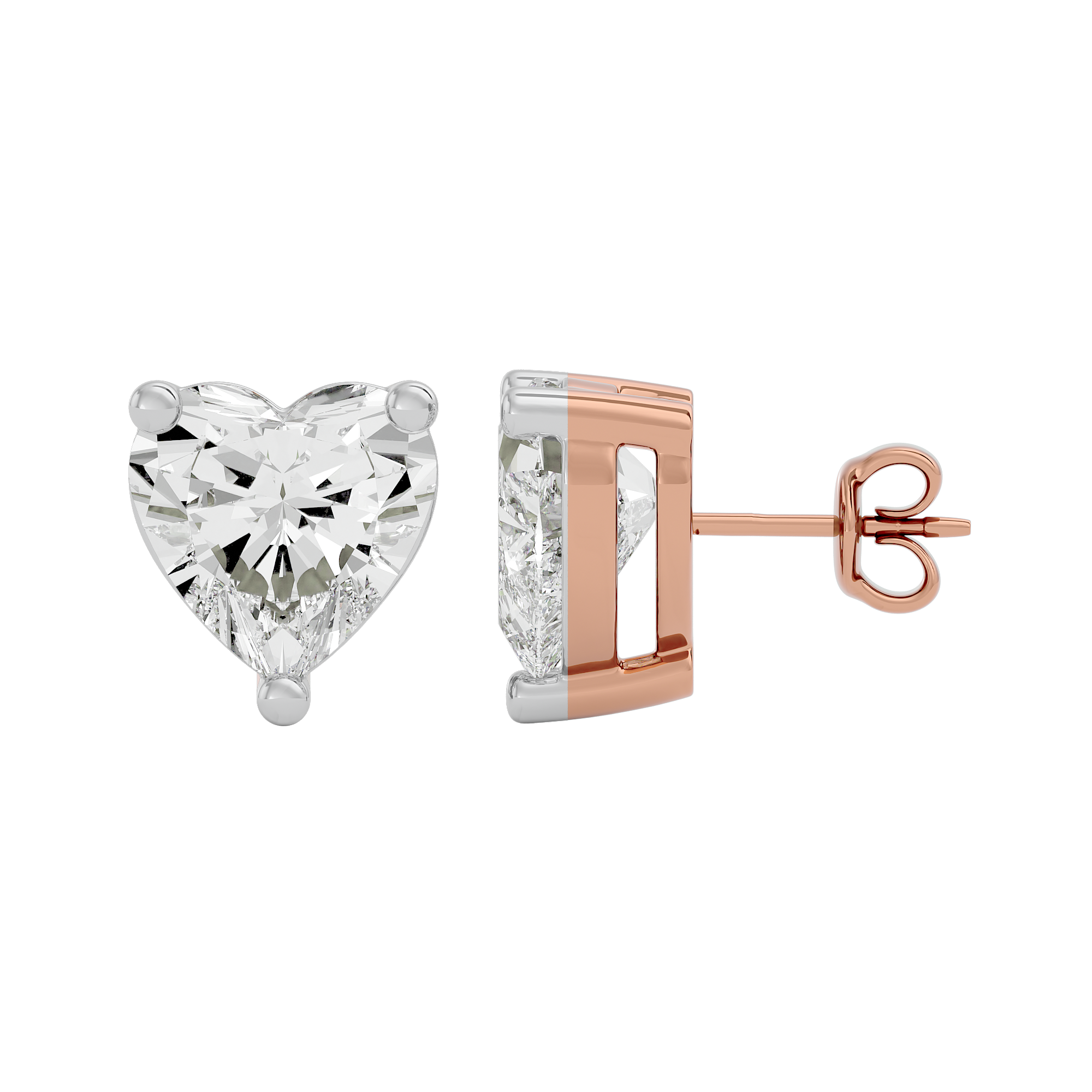 1 ct Heart studs - Basket setting