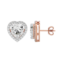 4 ct Heart halo studs - Basket setting