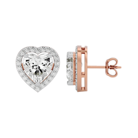 4 ct Heart halo studs - Basket setting