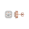 1 ct Princess studs with square halo - Basket setting