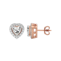 0.5 ct Heart halo studs - Basket Setting