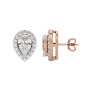 1 ct Pear halo studs - Basket setting