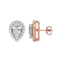 1 ct Pear halo studs - Basket setting