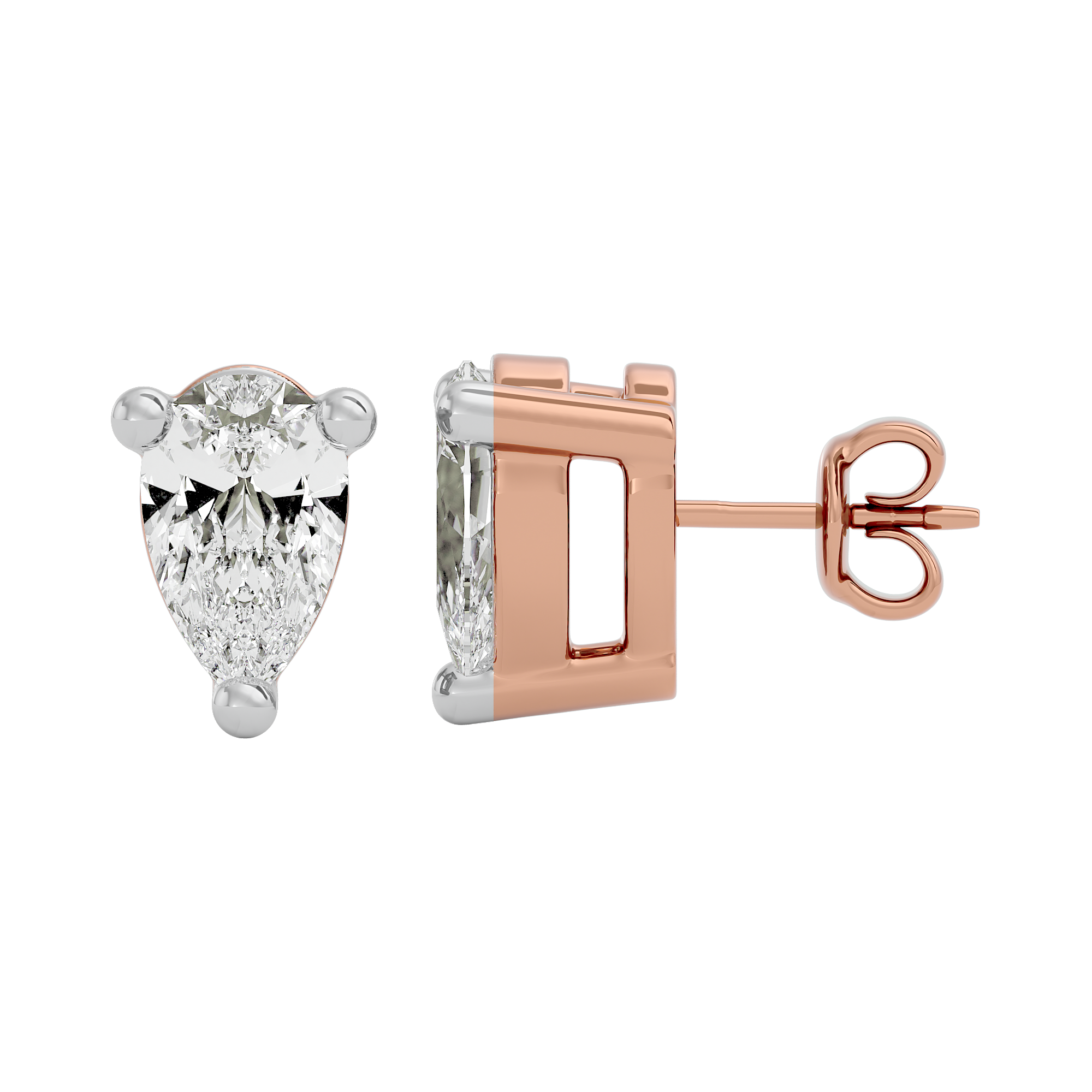 0.5 ct Pear studs - Basket setting