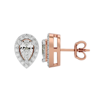0.5 ct Pear halo studs - Basket Setting