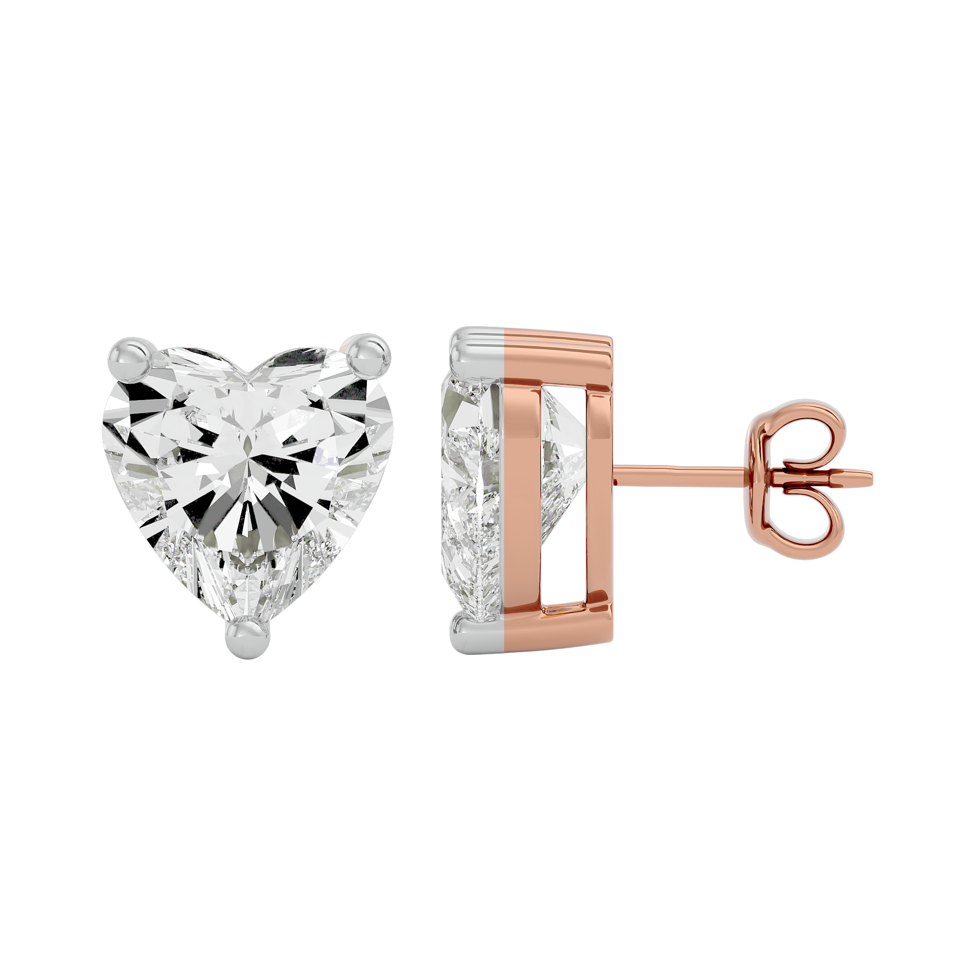 4 ct Heart studs - Basket setting