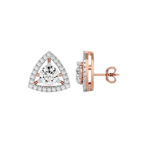 1.5 ct Round studs with triangle halo - Basket setting