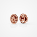 0.6 ct Oval studs with halo - Basket setting