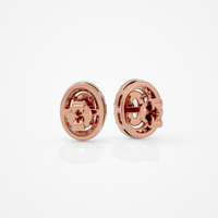 0.6 ct Oval studs with halo - Basket setting