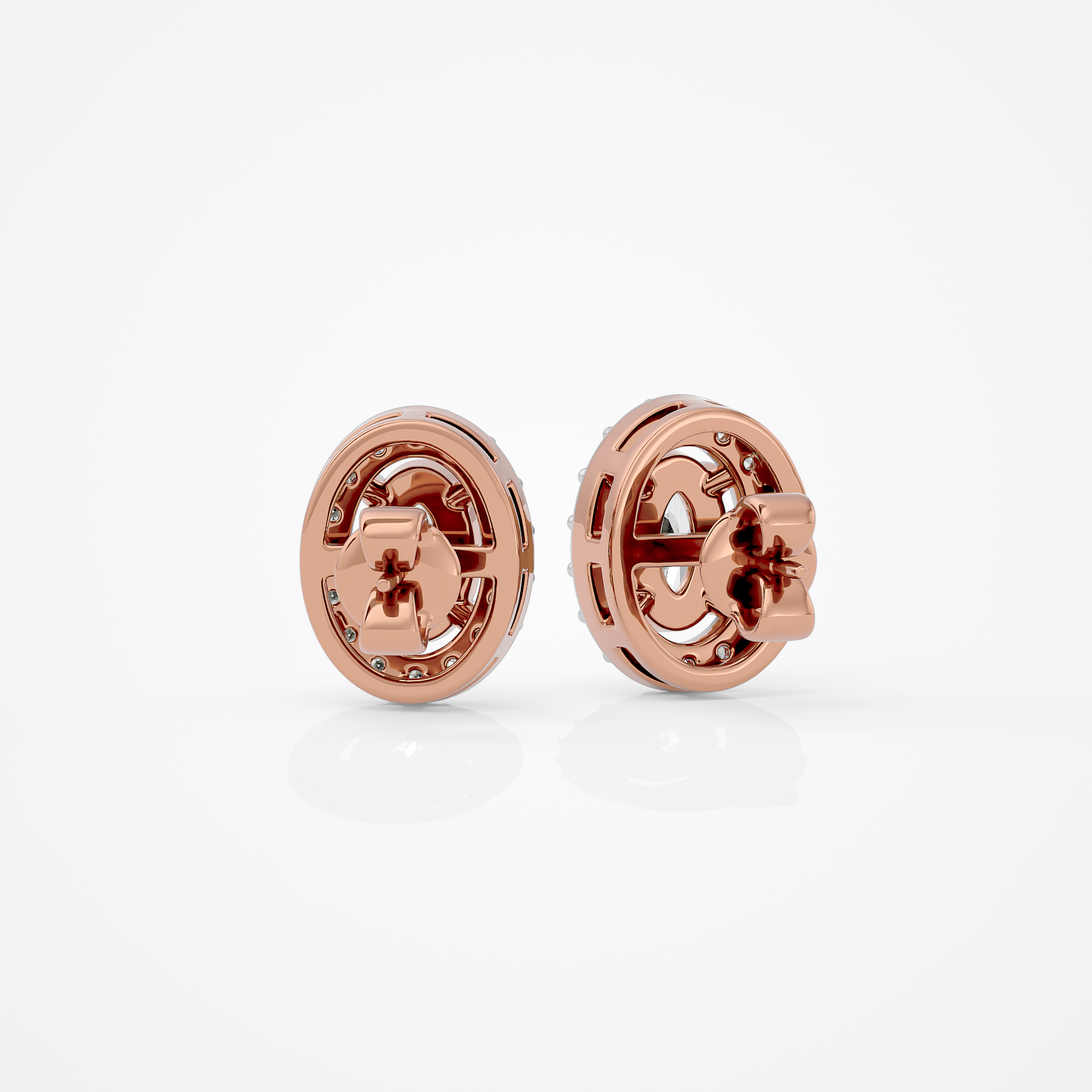 0.6 ct Oval studs with halo - Basket setting