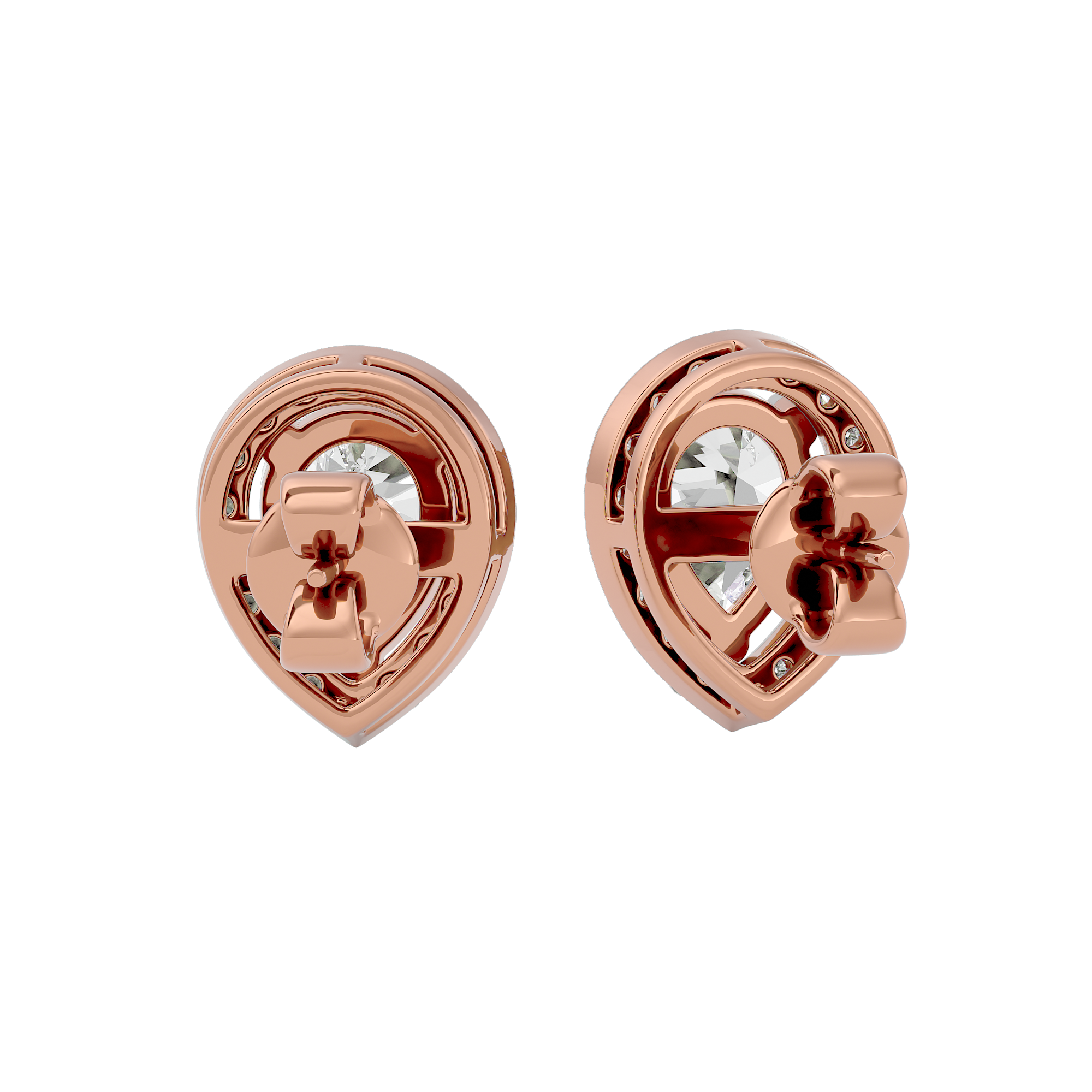 2 ct Pear halo studs - Basket setting
