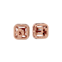 1 ct Princess studs with square halo - Basket setting