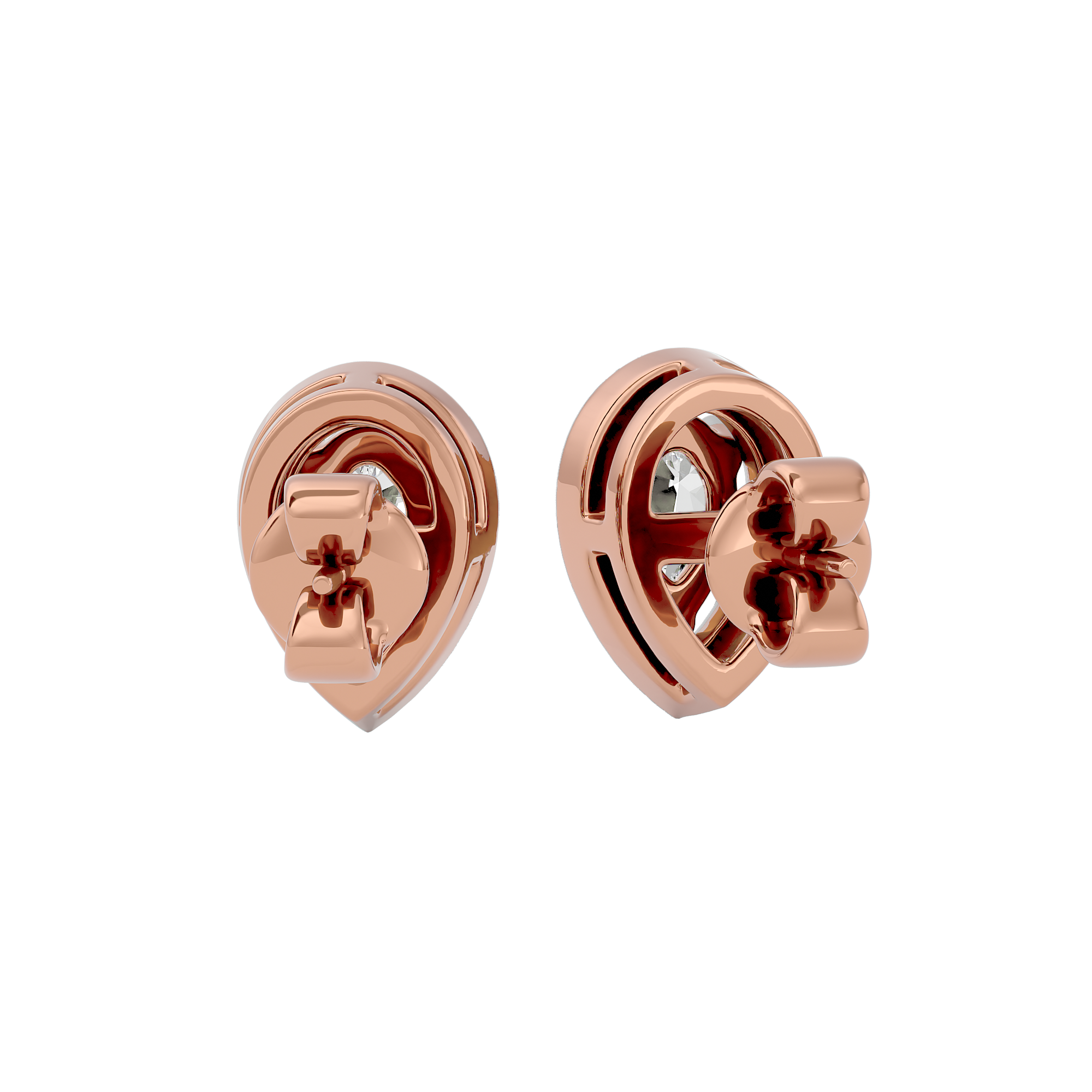 0.5 ct Pear halo studs - Basket Setting