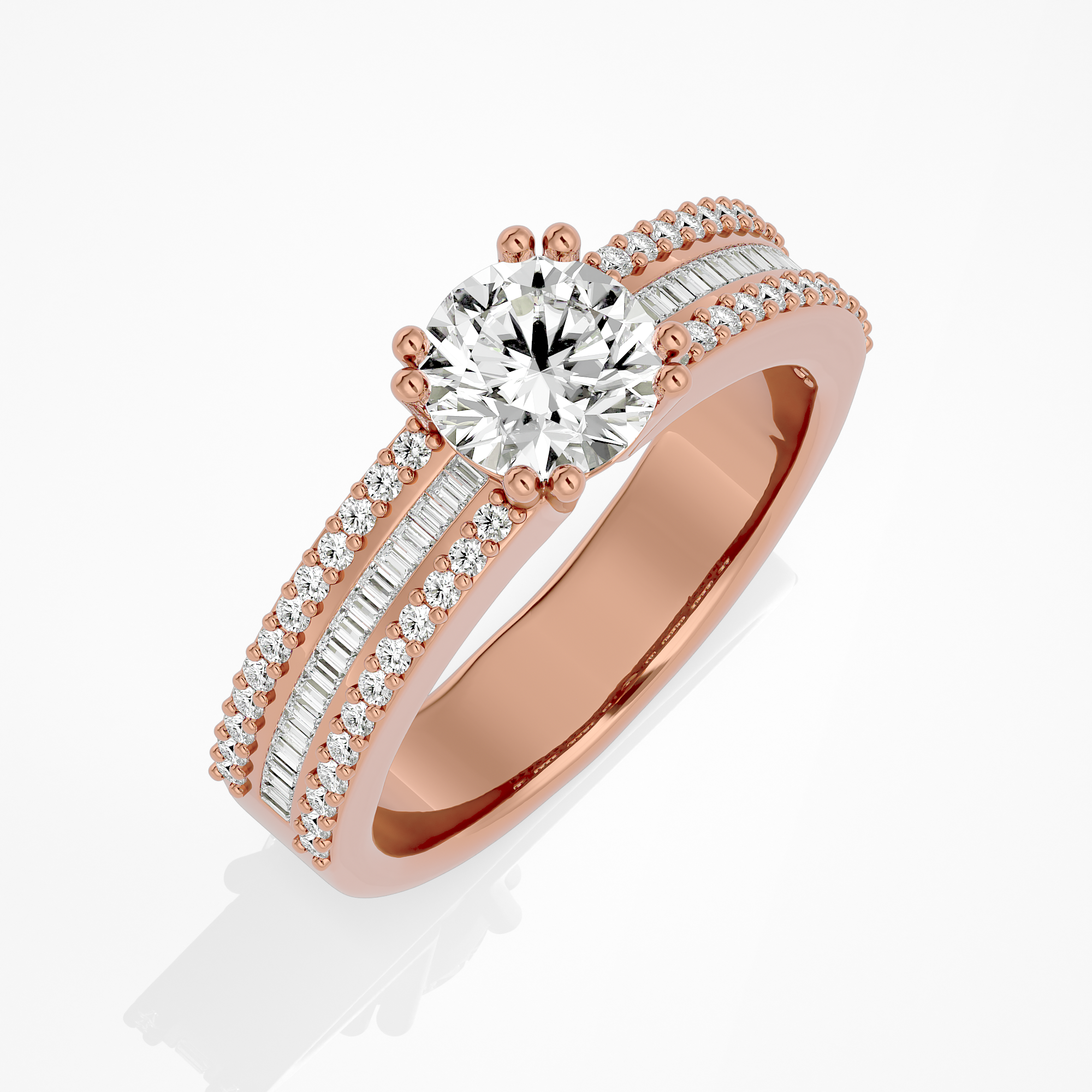 Round with baguettes - 1.5 ct round