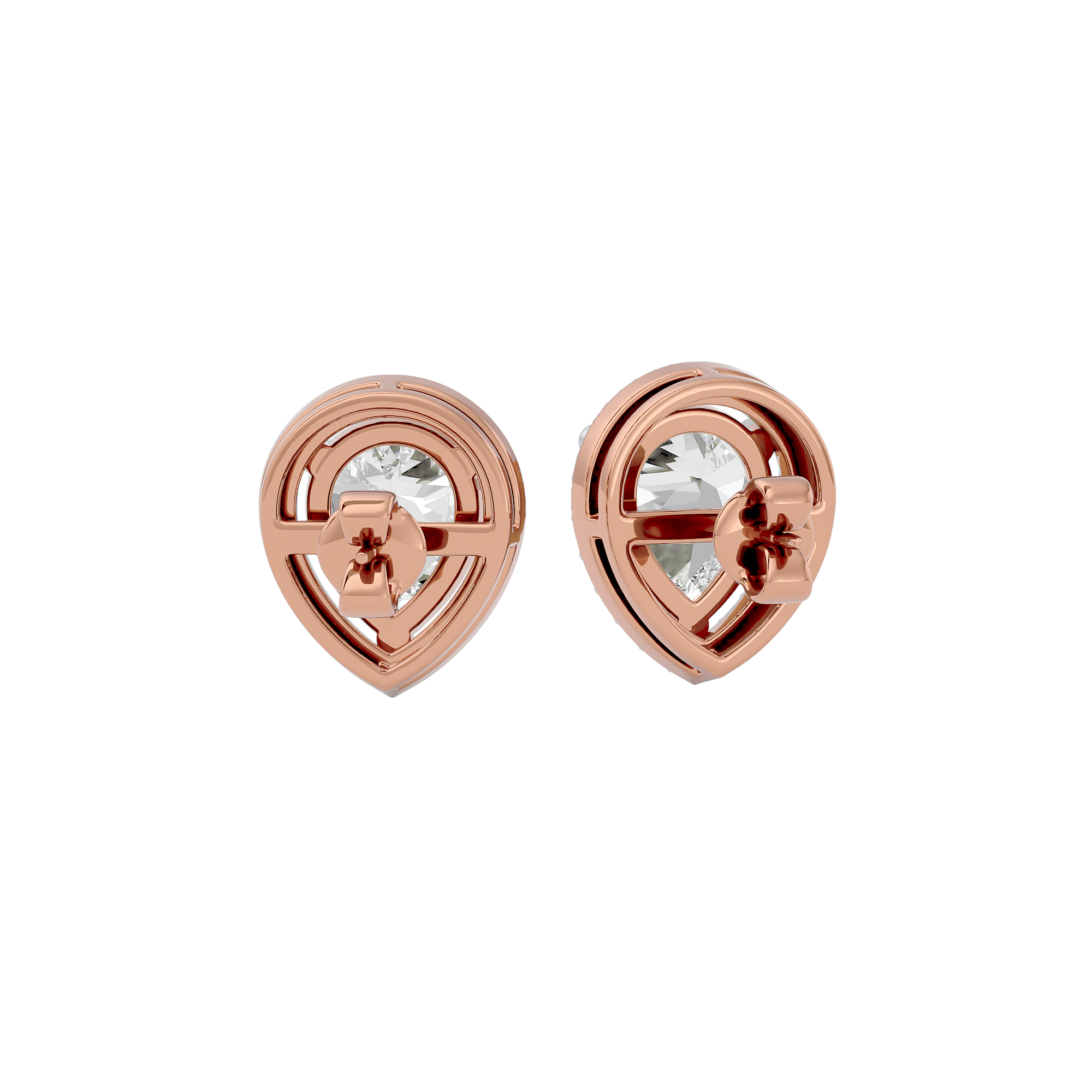 4 ct Pear halo studs - Basket setting