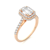 Emerald Halo Ring - 0.8 ct emerald diamond