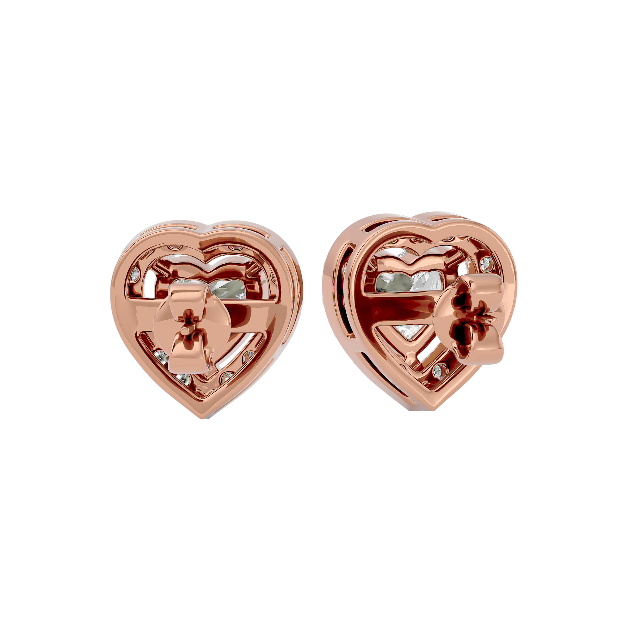 1 ct Heart halo studs - Basket setting