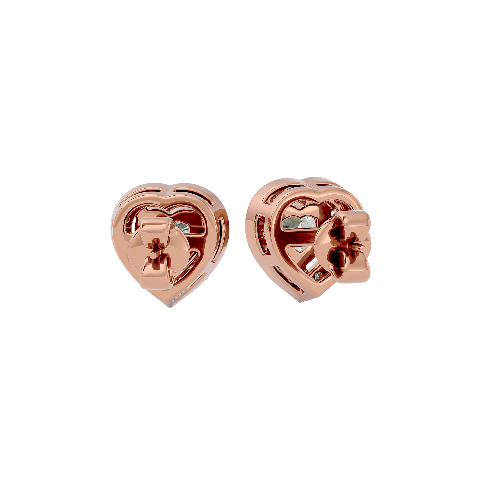 0.5 ct Heart halo studs - Basket Setting