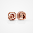 1 ct Round studs with square halo - Basket setting
