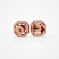 1 ct Round studs with square halo - Basket setting