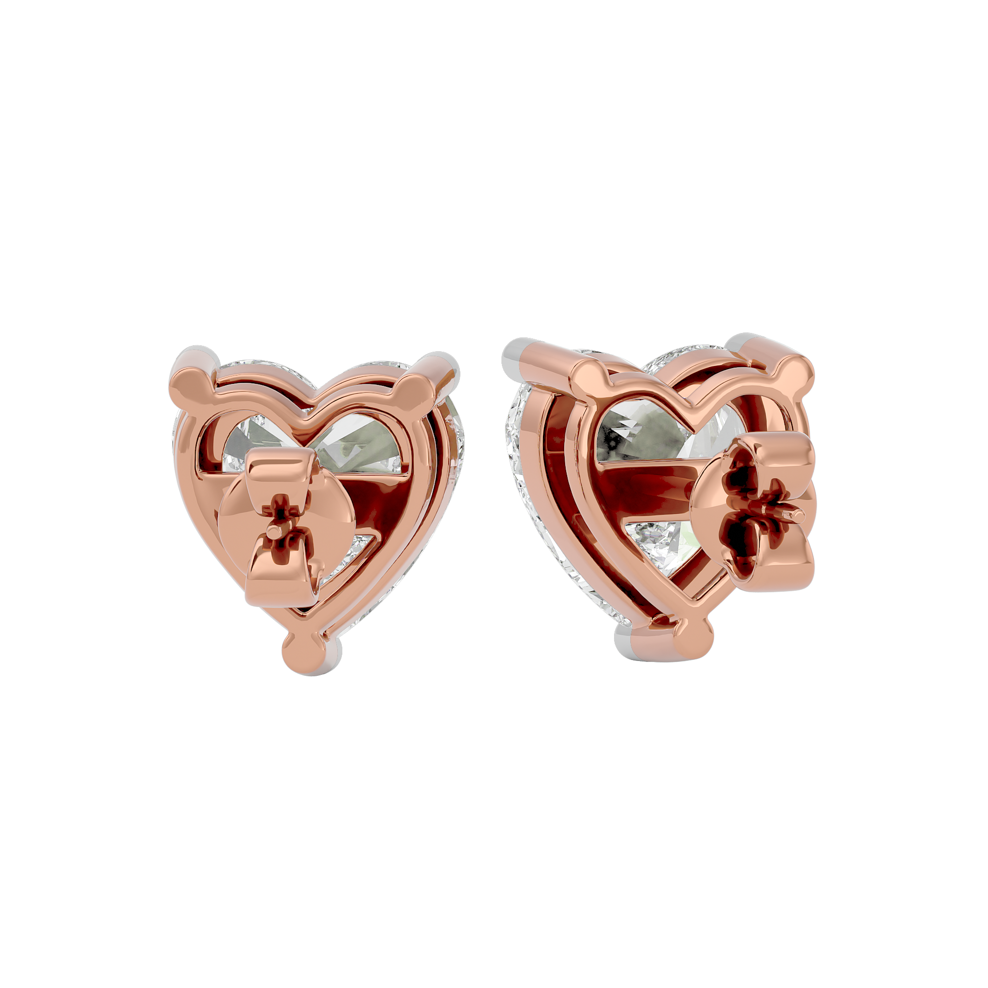 4 ct Heart studs - Basket setting