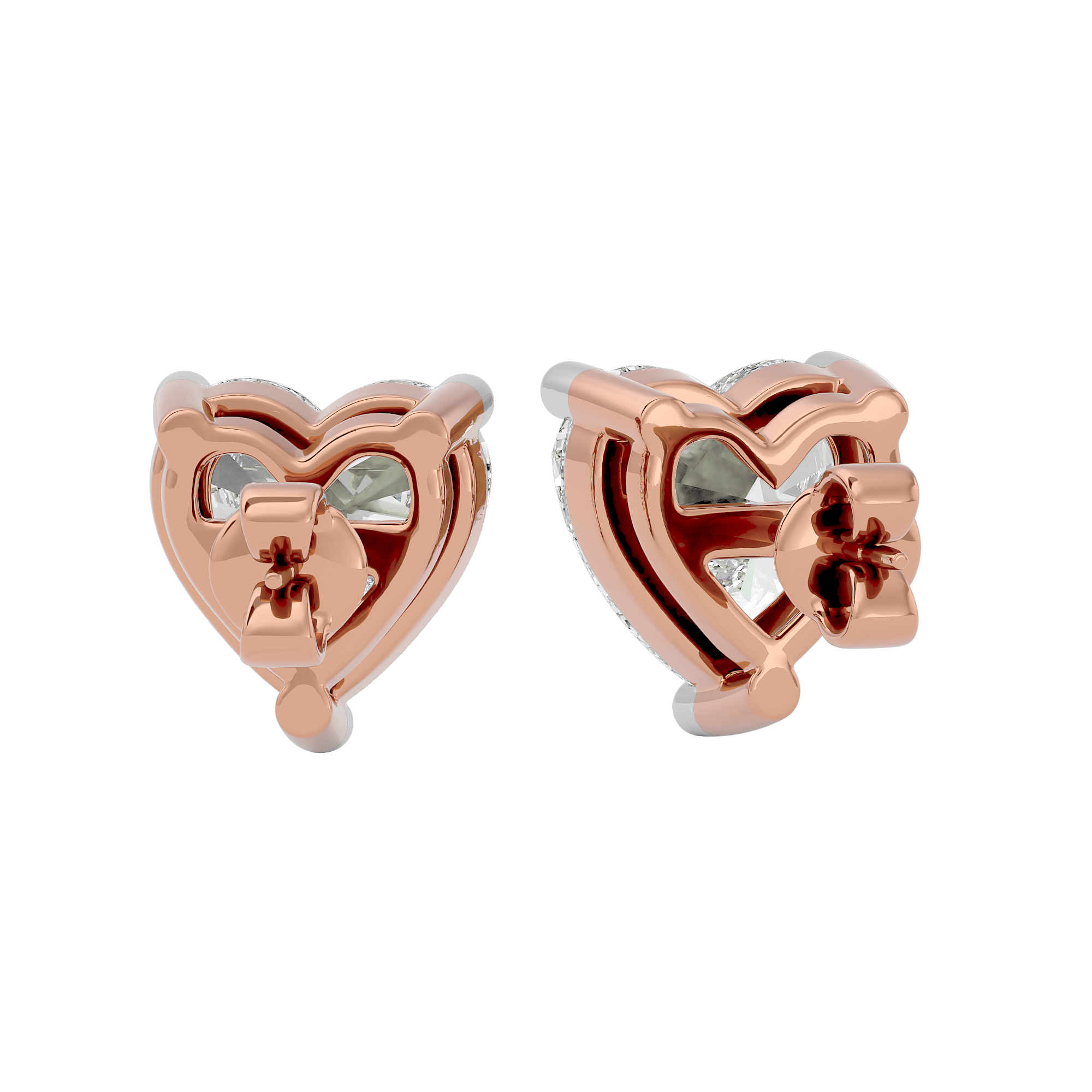 1 ct Heart studs - Basket setting