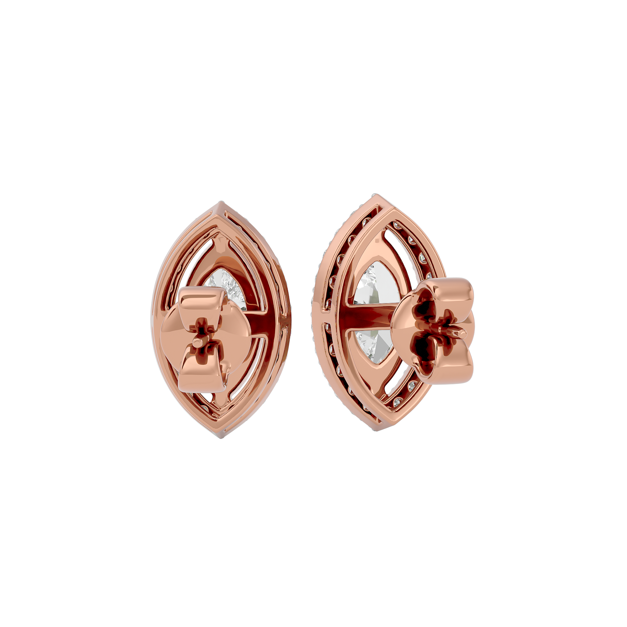 1 ct Marquise halo studs - Basket setting