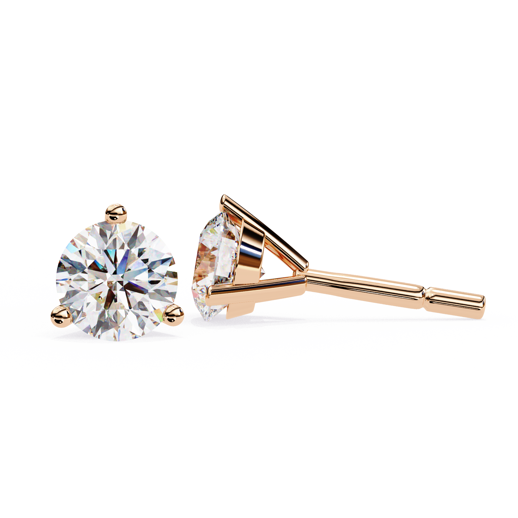 1 ct Round studs - Martini setting