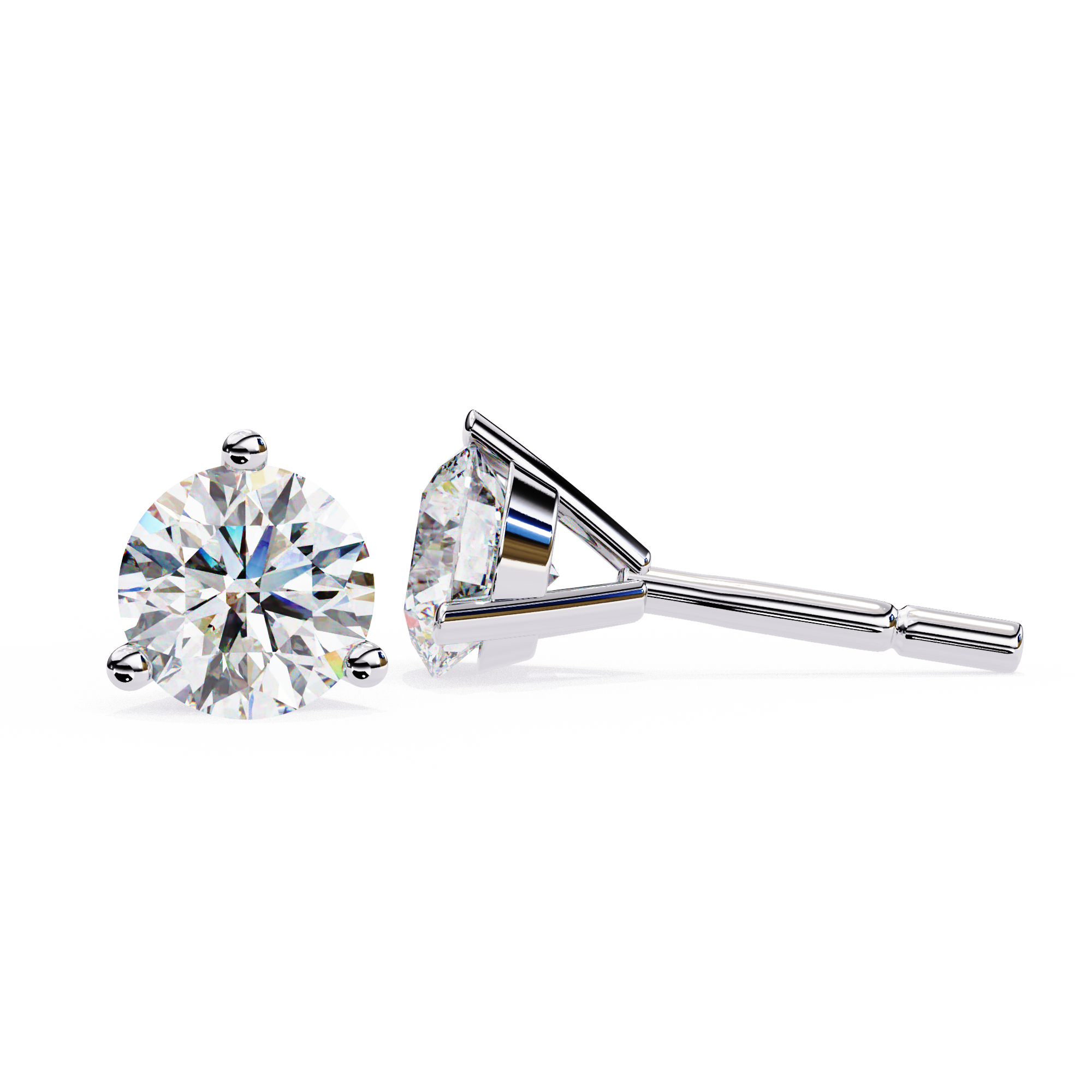 1 ct Round studs - Martini setting