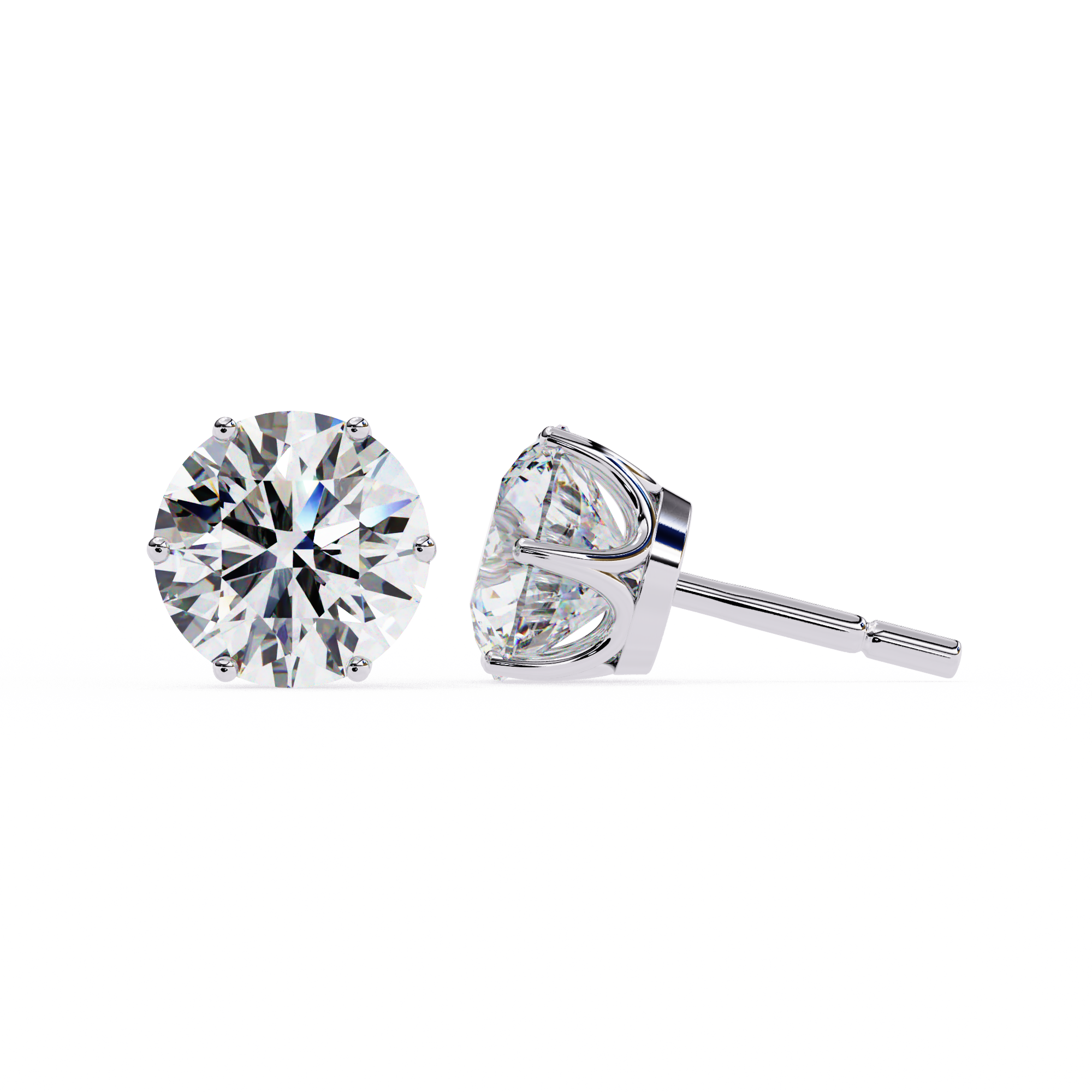 2 ct Round solitaire studs - Lotus setting