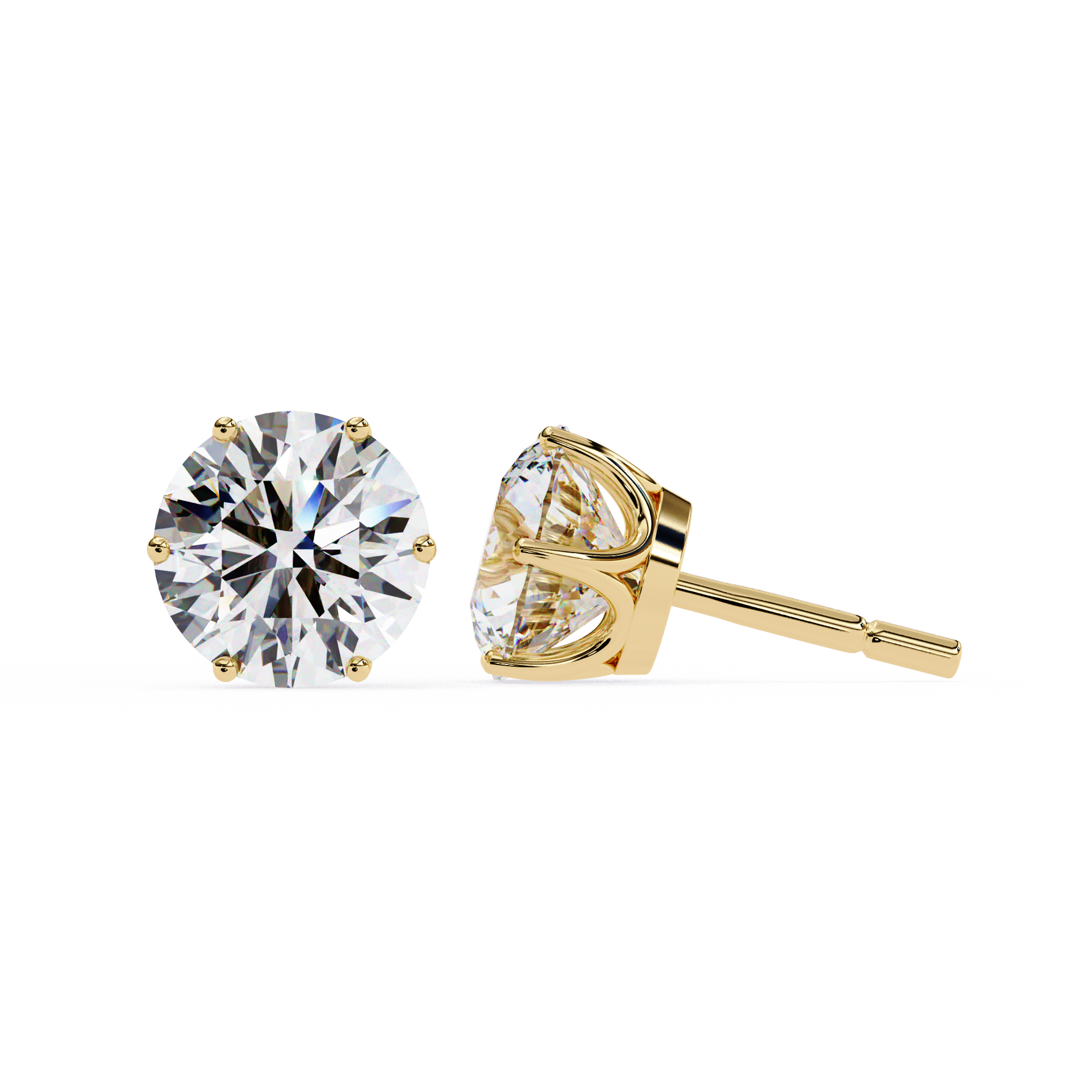 2 ct Round solitaire studs - Lotus setting
