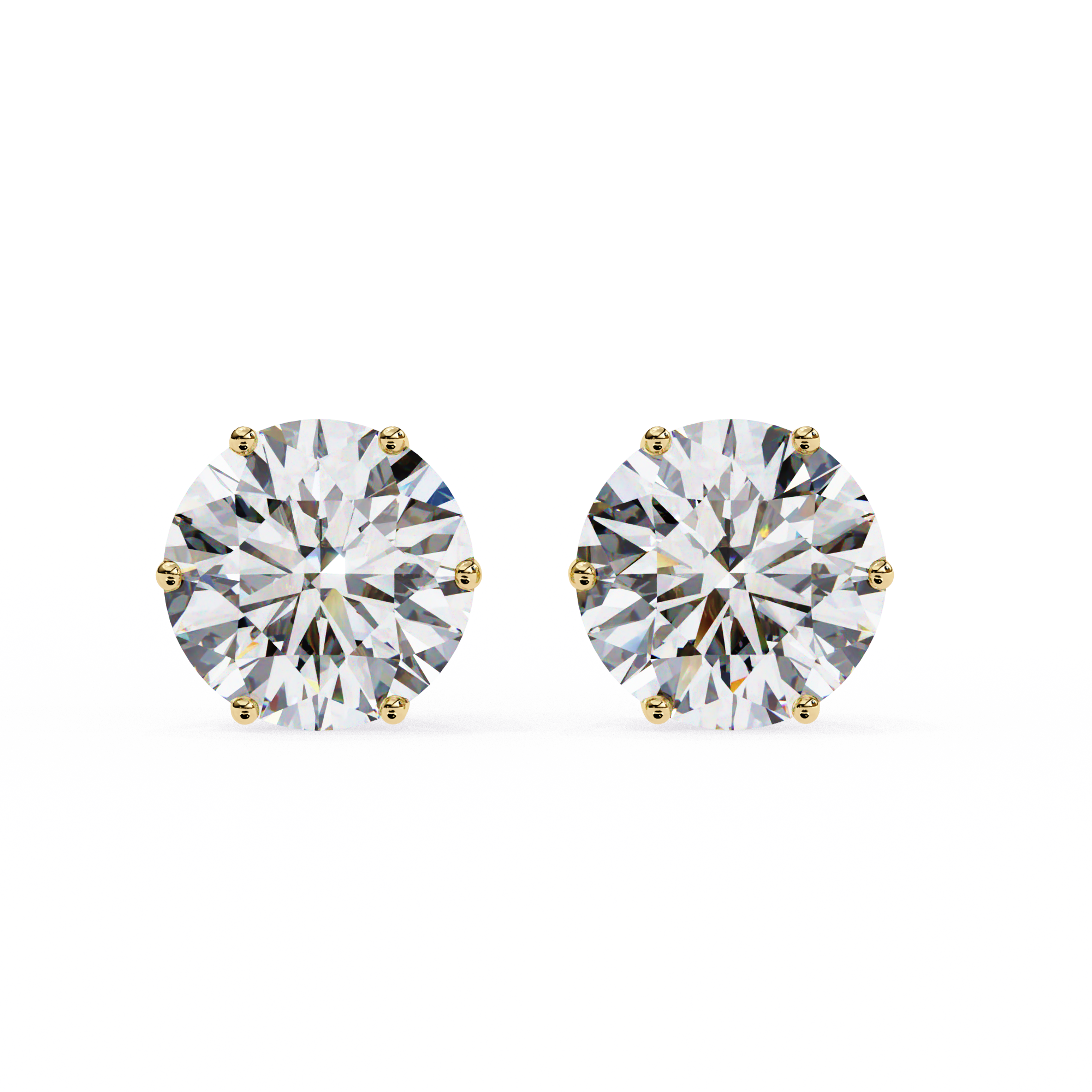 2 ct Round solitaire studs - Lotus setting
