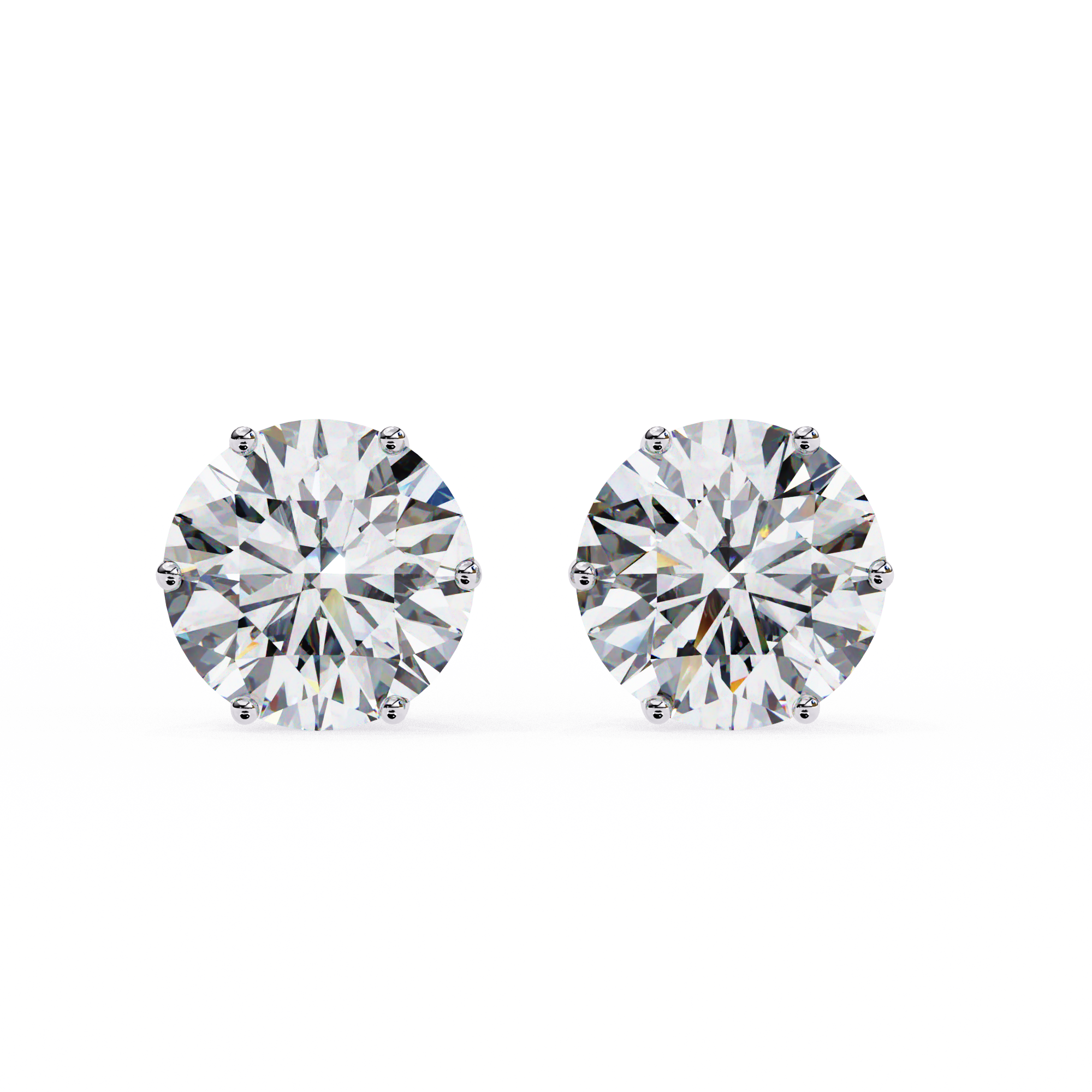 2 ct Round solitaire studs - Lotus setting